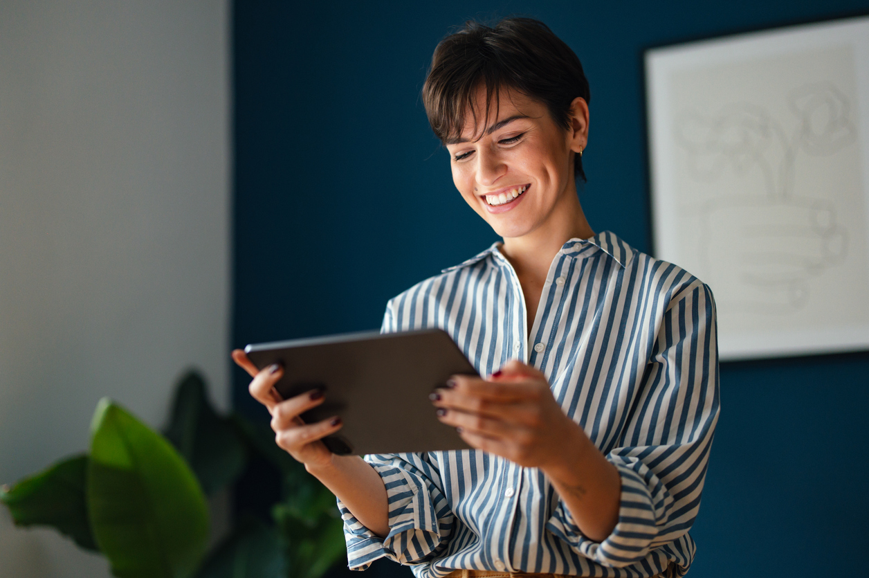 Woman using her tablet